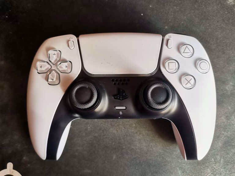 a DualSense controller for the PlayStation5 game console, first shown on the 7th of april 2020.